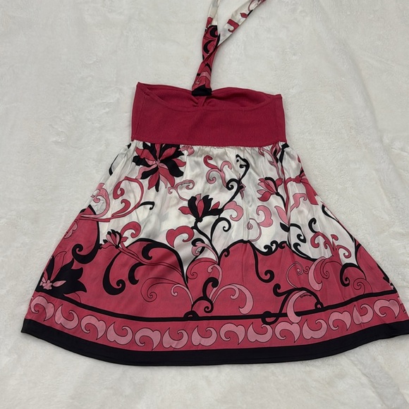 Bebe Pink and Black Silk Halter Top NWOT - Picture 2 of 7
